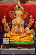 Load image into Gallery viewer, Eco-Friendly Ganesh Visarjan idol, Violet &amp; Gold, front view