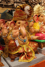 Load image into Gallery viewer, Eco-Friendly Ganesh Visarjan idol, Rust &amp; Gold, close-up