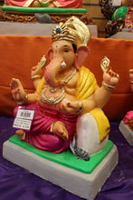 Load image into Gallery viewer, Eco-Friendly Ganesh Visarjan idol, Magenta &amp; Gold, side view