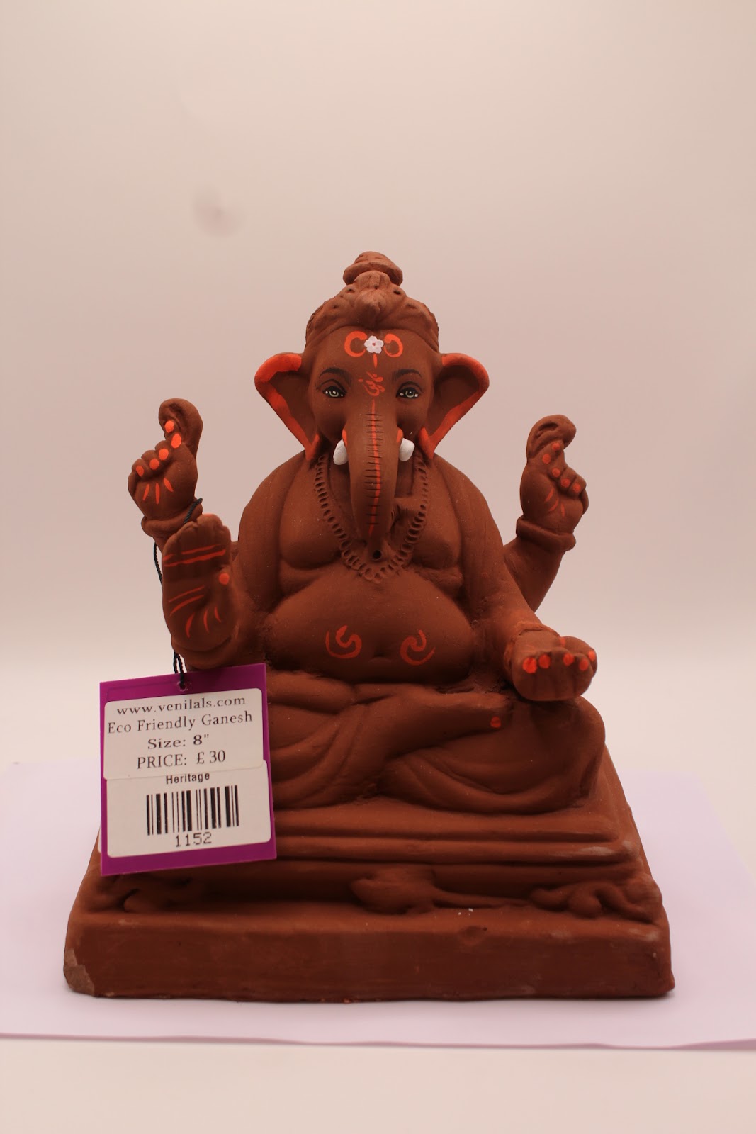 Eco-Friendly Ganesh Visarjan Idol – Natural Terracotta, Topknot, ~8 inch