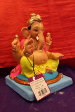 Load image into Gallery viewer, Eco-Friendly Ganesh Visarjan Idol – Yellow Dhoti &amp; Pink Khes, ~8 inch