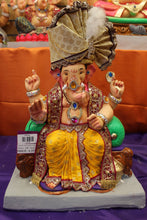 Load image into Gallery viewer, Eco-Friendly Ganesh Visarjan idol, Full Safa Set Cream &amp; Maroon, front view