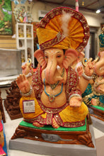 Load image into Gallery viewer, Eco-Friendly Ganesh Visarjan idol, Mustard &amp; Maroon, front view 2
