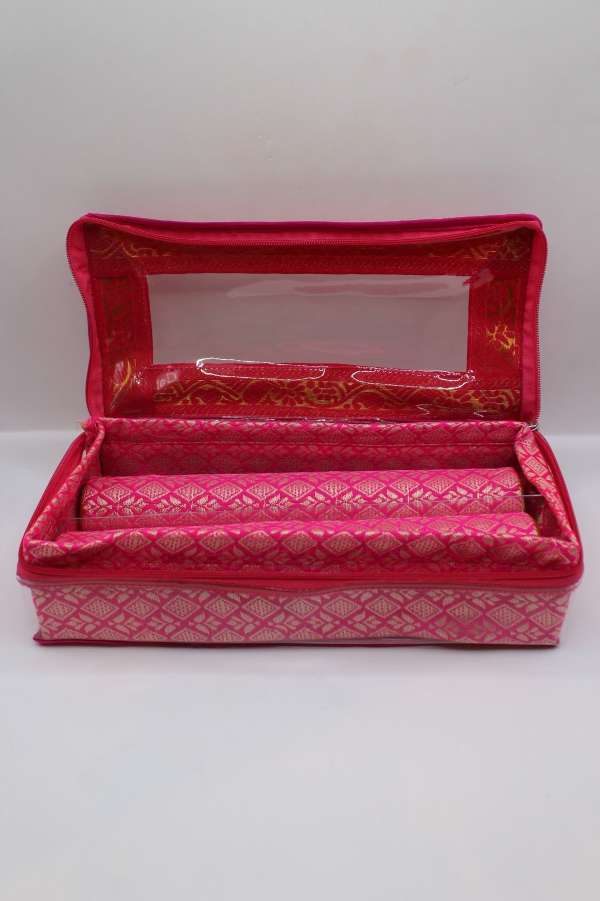 Pink bangle box with 2 rolls – open