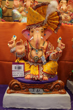 Load image into Gallery viewer, Eco-Friendly Ganesh Visarjan idol, Full Safa Set Golden Mustard &amp; Maroon, front view 2