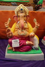 Load image into Gallery viewer, Eco-Friendly Ganesh Visarjan idol, Magenta &amp; Gold, front view 2