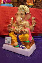 Load image into Gallery viewer, Eco-Friendly Ganesh Visarjan idol, Pink Khes &amp; Gold Dhoti, side view