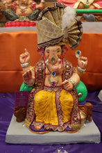 Load image into Gallery viewer, Eco-Friendly Ganesh Visarjan idol, Full Safa Set Cream &amp; Maroon, front view 2