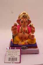 Load image into Gallery viewer, Eco-Friendly Ganesh Visarjan Idol – Pink Shawl &amp; Yellow Dhoti, ~6 inch
