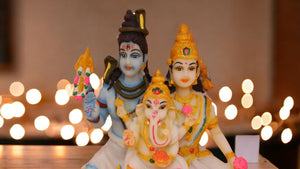 Shiv Parivar Shankar Parvati Ganesha Family Idol ( 11cm x 8.5cm x 6cm) Mixcolor
