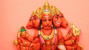 Lord Bahubali Hanuman Idol Bajrang Bali Murti (21cm x 8cm x 4cm) Orange