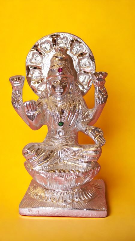 Laxmi Hindu God Hindu God laxmi fiber idol ( 6cm x 3cm x 2.5cm) Silver