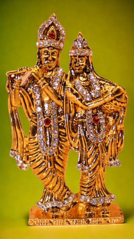 Radha Krishna Idol Showpiece Murti Gifts Home Decor ( 3cm x 1.8cm x 0.5cm) Gold