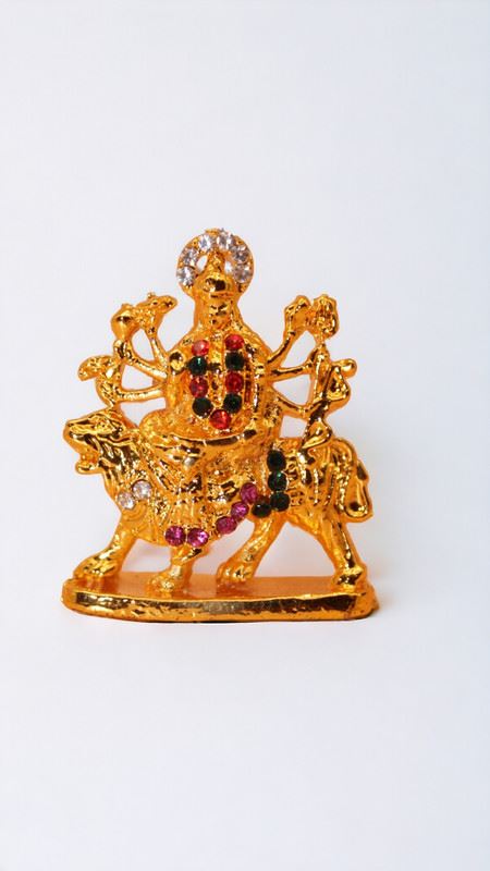 Goddess Ambaji Maa Durga Sitting Idol Statue Gold