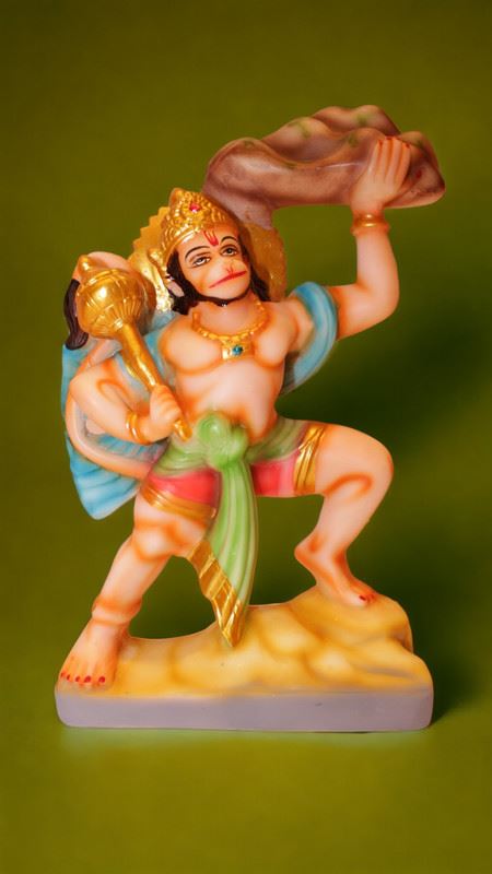Lord Bahubali Hanuman Idol Bajrang Bali Murti (11cm x 6cm x 2.5cm) Yellow