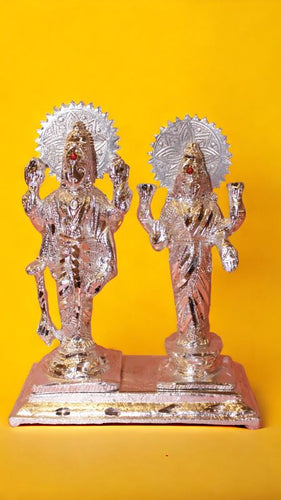 Lord Vishnu Laxmi Sculpture Decorative (7cm x 5.5cm x 3cm) Silver