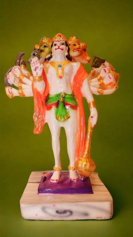 Lord Panchmukhi Hanuman Idol Bajrang Bali Murti (10cm x 4.5cm x 4.5cm) White