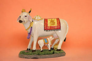 Cow with Calf Vastu,Positive Energy for Home offers Wealth,Prosperity White