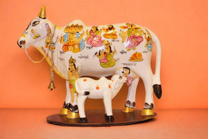 Cow with Calf Vastu,Positive Energy for Home offers Wealth,Prosperity White