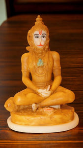 Lord Bahubali Hanuman Idol Bajrang Bali Murti (9.5cm x 6cm x 5cm) Yellow