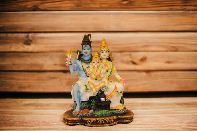 Shiva Parvati Shiv Parivar Shankar Bhagwan Ganesh Family Murti Idol Multicolor