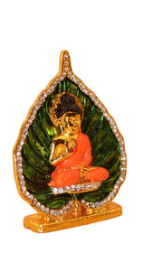 Buddha Sitting idol showpiece Decorative Statue Gift(3cm x 2.3cm x 0.8cm) Orange