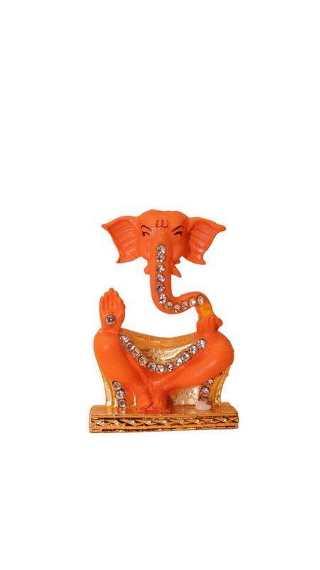 Ganesh Bhagwan Ganesha Statue Ganpati for Home Decor(2.3cm x 1.5cm x 0.5cm) Orange