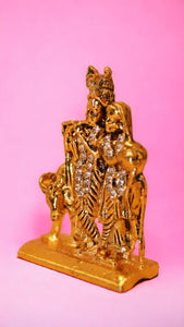 Radha Krishna Idol Showpiece Murti Gifts Home Decor(2cm x1.5cm x0.5cm)Gold