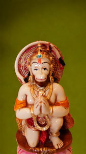 Lord Bahubali Hanuman Idol Bajrang Bali Murti (6cm x 3cm x 1.5cm) White