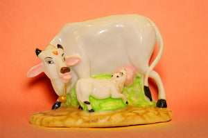 Cow with Calf Vastu,Positive Energy for Home offers Wealth,Prosperity White
