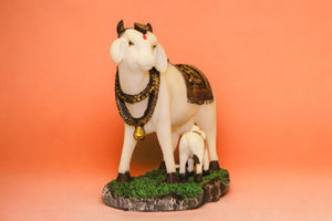 Cow with Calf Vastu,Positive Energy for Home offers Wealth,Prosperity White