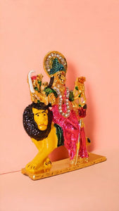 Goddess Ambaji Maa Durga Sitting Idol Statue Gold