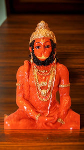 Lord Bahubali Hanuman Idol Bajrang Bali Murti (6cm x 4.4cm x 3.3cm) Orange