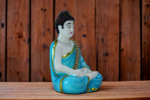 Buddha buddh buddha sitting medium Showpiece Home decore OrangeBlueBlue