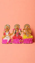 Load image into Gallery viewer, Laxmi,ganesh,saraswati Hindu God fiber idol Gold