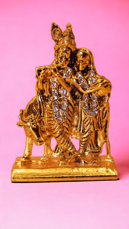 Radha Krishna Idol Showpiece Murti Gifts Home Decor(2cm x1.5cm x0.5cm)Gold