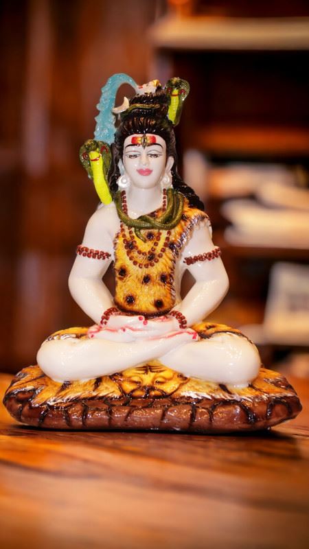 Lord Shiva Shankar Statue Bhole Nath Murti Home Decor( 15cm x 13cm x 7cm) Yellow
