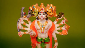 Lord Panchmukhi Hanuman Idol Bajrang Bali Murti (10cm x 4.5cm x 4.5cm) White