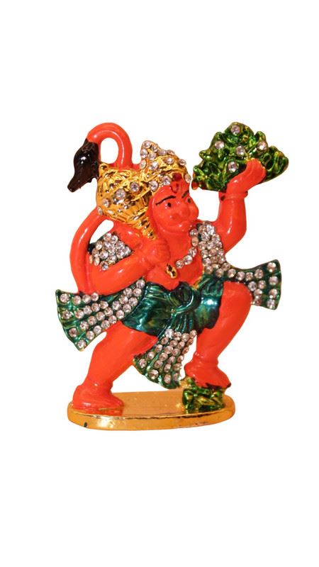 Lord Bahubali Hanuman Idol Bajrang Bali Murti (2.5cm x 2cm x 0.5cm) Orange