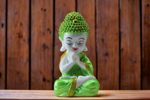 Buddha buddh buddha sitting medium Showpiece Home decore OrangeGreenGreen