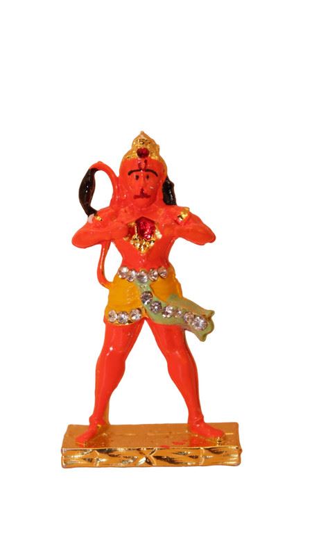 Lord Bahubali Hanuman Idol Bajrang Bali Murti (2cm x 1cm x 0.5cm) Orange
