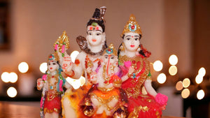 Shiv Parivar Shankar Parvati Ganesha Family Idol ( 0.5cm x 5.5cm x 3cm) Mixcolor
