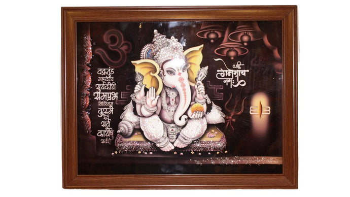 Divine Blessings: Embrace Serenity with Our Exquisite Ganapti Frame! Orange