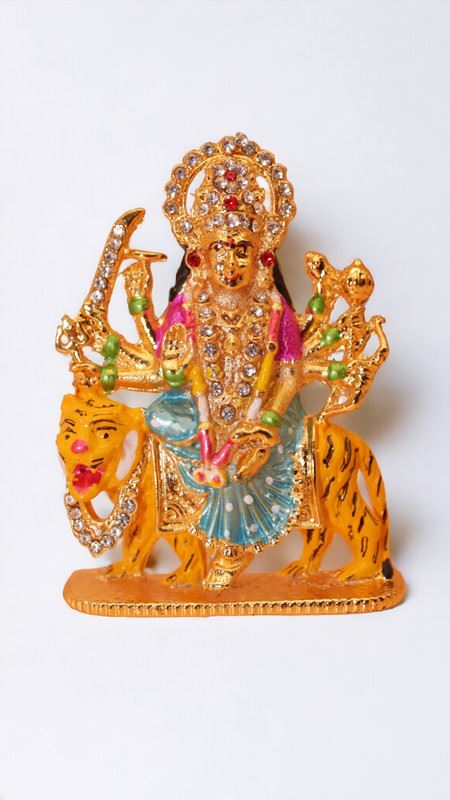 Goddess Ambaji Maa Durga Sitting Idol Statue Gold