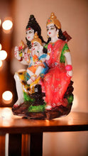 Load image into Gallery viewer, Shiv Parivar Shankar Parvati Ganesha Family Idol ( 13cm x 7.5cm x 5cm) Mixcolor