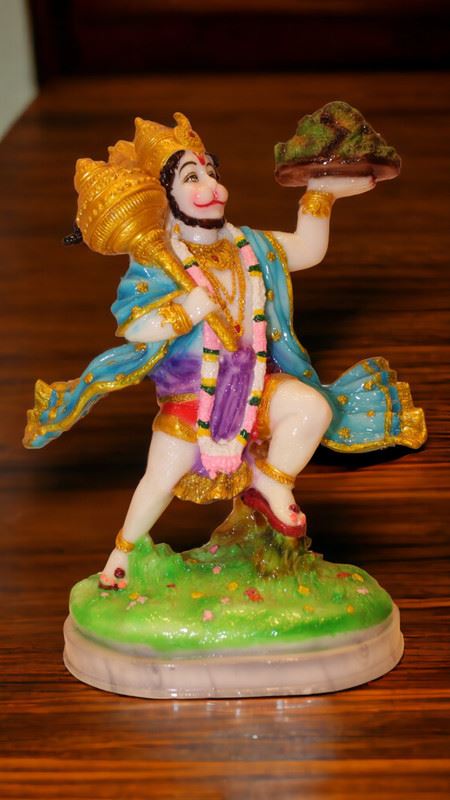 Lord Bahubali Hanuman Idol Bajrang Bali Murti (12cm x 7cm x 5cm) White