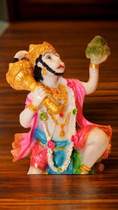 Lord Bahubali Hanuman Idol Bajrang Bali Murti (8cm x 5cm x 3cm) White