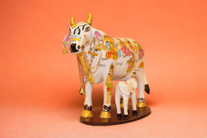 Cow with Calf Vastu,Positive Energy for Home offers Wealth,Prosperity White