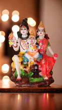 Load image into Gallery viewer, Shiv Parivar Shankar Parvati Ganesha Family Idol ( 13cm x 7.5cm x 5cm) Mixcolor