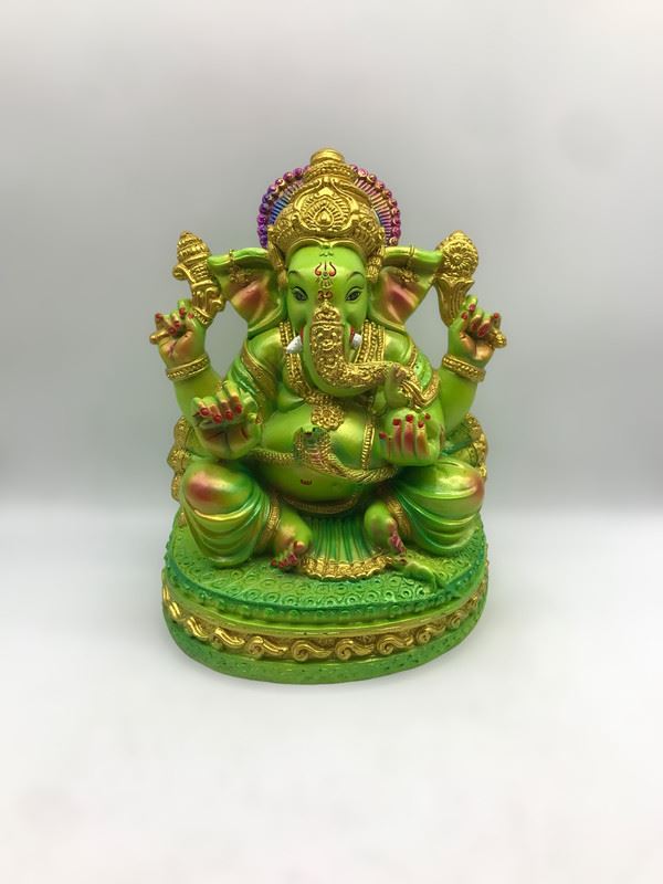 Ganesh Ganesha Ganpati Ganapati Hindu God Hindu God Ganesh fiber idol Green
